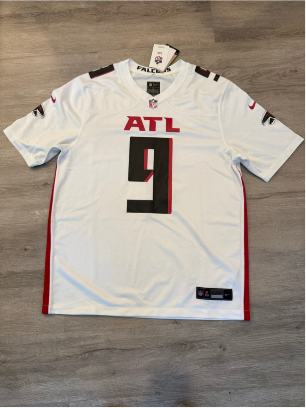 Men's Nike Atlanta Falcons Michael Penix Jr. #9 White Jersey Size L